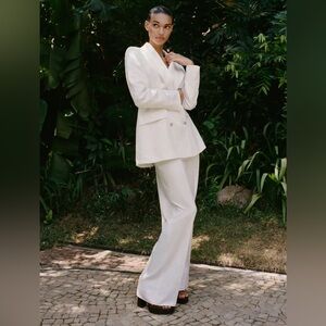 Zara Double Breasted Zara Jacquard Blazer M Pants size M Oyster White NWT❣️